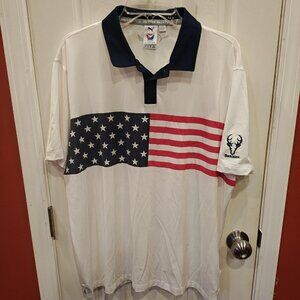 Puma Volition America Polo Shirt Mens L White USA Flag Buckhorn Golf Patriotic